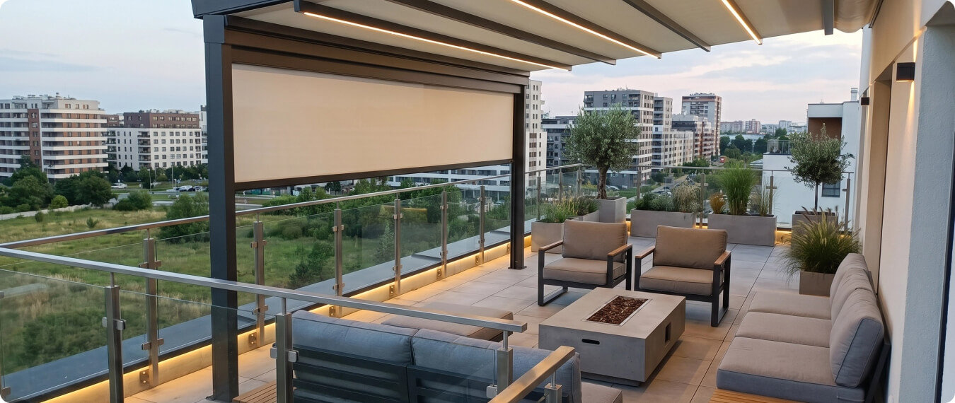 Látková pergola na terase