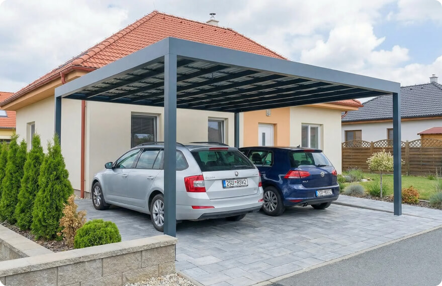 Prístrešok pre autá pri rodinnom dome